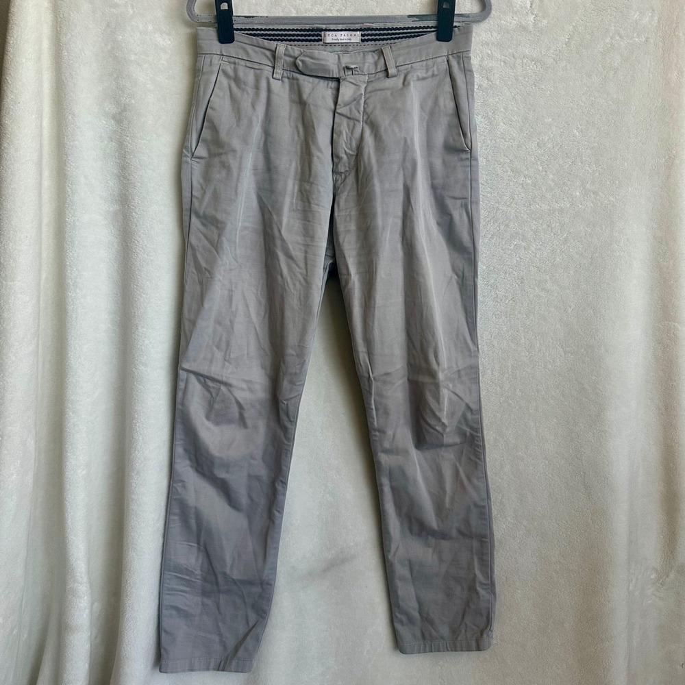 Luca Faloni Summer Chinos Light Grey Cotton Tapered Pants Men's Size 28